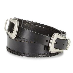 Rebecca Minkoff Leather Black/Silver Belt L